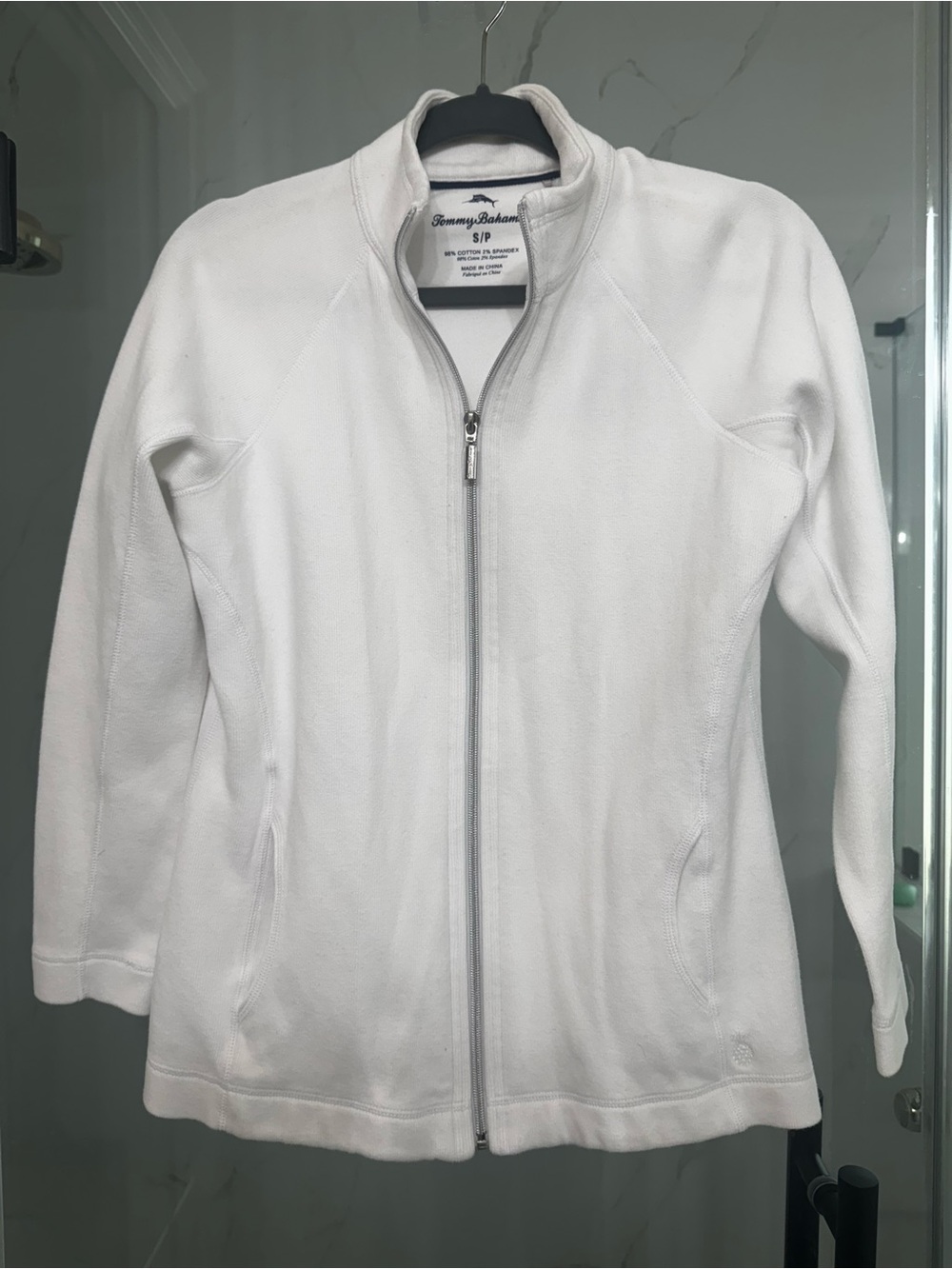 Tommy Bahama Women's White Full-Zip Jacket with pocket